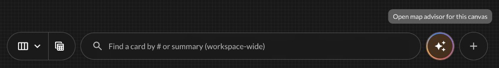 Canvas bottom toolbar with sparkle button to open map Advisor